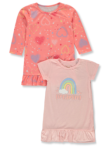 Sweet N Sassy Girls' 2-Pack Rainbow Nightgowns - CookiesKids.com