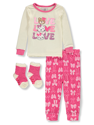 Mon Petit Baby Girls' 3-Piece Bunny Socks Pajamas Set - CookiesKids.com