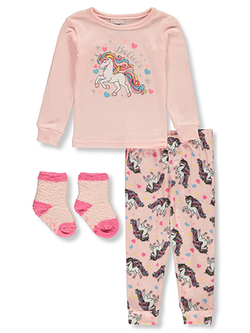Mon Petit Baby Girls' 3-Piece Unicorn Socks Pajamas Set - CookiesKids.com