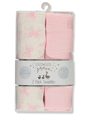 Duck Duck Goose Baby Girls' 2-Pack Muslin Receiving Blankets - CookiesKids.com