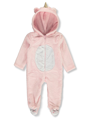 Millie & Myles Baby Girls' Plush Unicorn Hooded Pram Suit - CookiesKids.com