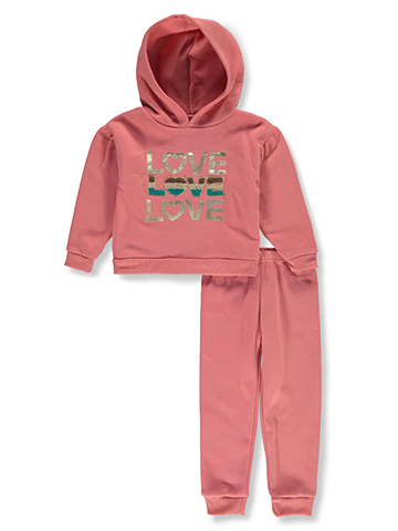 Real Love Girls' 2-Piece Rainbow Joggers Set Outfit - CookiesKids.com