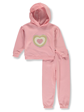 Real Love Girls' 2-Piece Heart Joggers Set Outfit - CookiesKids.com
