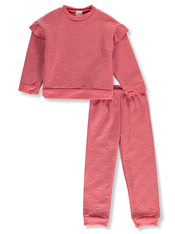 Real Love Girls' 2-Piece Flower Joggers Set Outfit - CookiesKids.com
