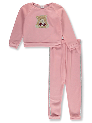 Real Love Girls' 2-Piece Bear Joggers Set Outfit - CookiesKids.com