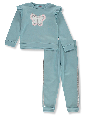 Real Love Girls' 2-Piece Butterfly Joggers Set Outfit - CookiesKids.com