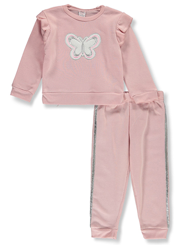 Real Love Girls' 2-Piece Butterfly Joggers Set Outfit - CookiesKids.com