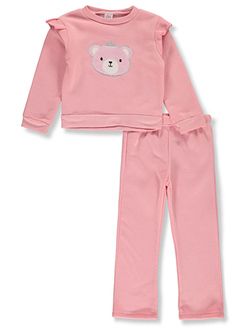 Real Love Girls' 2-Piece Bear Joggers Set Outfit - CookiesKids.com