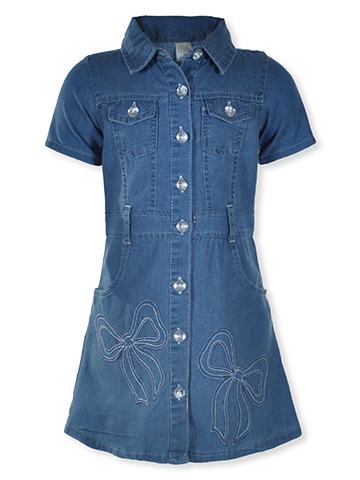 Real Love Girls' Gem Button Denim Dress - CookiesKids.com