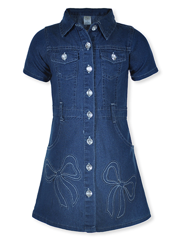 Real Love Girls' Gem Button Denim Dress - CookiesKids.com