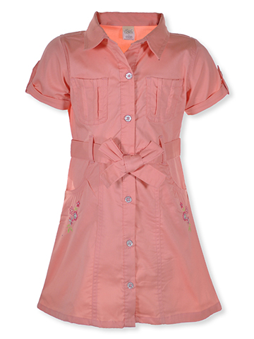 Real Love Girls' Twill Glitter Button Dress - CookiesKids.com