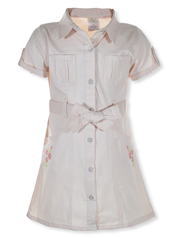 Real Love Girls' Twill Glitter Button Dress - CookiesKids.com