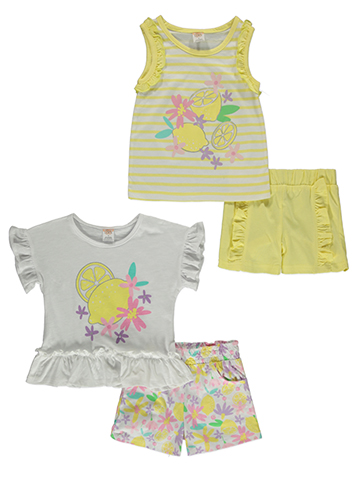 Real Love Girls' 4-Piece Lemon Bike Shorts Set Outfit - CookiesKids.com