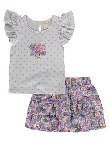 Real Love Girls' 2-Piece Floral Skorts Set Outfit - CookiesKids.com