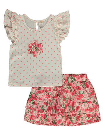 Real Love Girls' 2-Piece Floral Skorts Set Outfit - CookiesKids.com