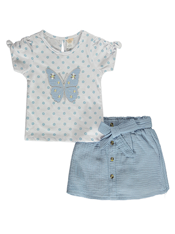 Real Love Girls' 2-Piece Butterfly Scooter Skirt Set Outfit - CookiesKids.com