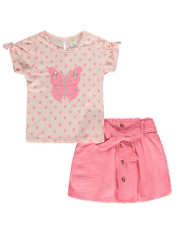 Real Love Girls' 2-Piece Butterfly Scooter Skirt Set Outfit - CookiesKids.com