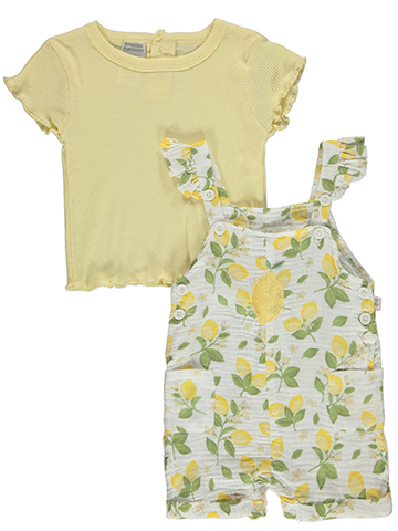 Real Love Baby Girls' 2-Piece Lemon Shortalls Set Outfit - CookiesKids.com