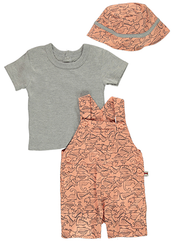 Dapper Dude Baby Boys' 3-Piece Dinosaur Shortalls Set Outfit - CookiesKids.com
