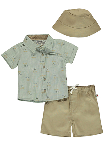 Dapper Dude Baby Boys' 3-Piece Palms Shortalls Set Outfit - CookiesKids.com