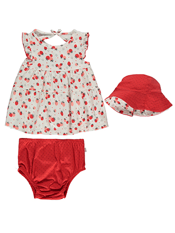 Duck Duck Goose Baby Girls' 3-Piece Strawberry Dress Set Outfit - CookiesKids.com