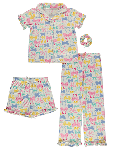 Princess Rose Girls' 4-Piece Bows Pajamas Set - CookiesKids.com