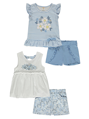 Real Love Girls' 4-Piece Bike Shorts Mix Match Set Outfit - CookiesKids.com