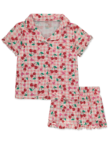 Princess Rose Girls' 2-Piece Coat Style Cherry Pajamas - CookiesKids.com