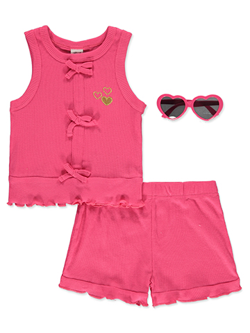 Real Love Girls' 3-Piece Shorts Sunglasses Set Outfit - CookiesKids.com