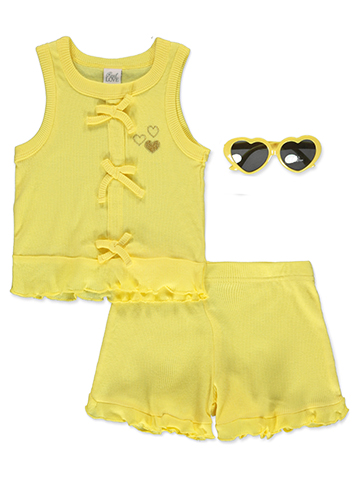 Real Love Girls' 3-Piece Shorts Sunglasses Set Outfit - CookiesKids.com