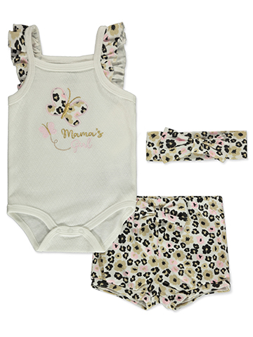 Millie & Myles Baby Girls' 3-Piece Leopard Shorts Set Outfit - CookiesKids.com