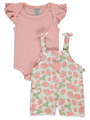 Duck Duck Goose Baby Girls' 2-Piece Shortalls Set Outfit - CookiesKids.com