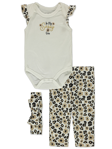 Duck Duck Goose Baby Girls' 3-Piece Leopard Leggings Set Outfit - CookiesKids.com
