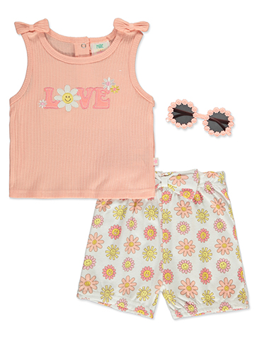 Millie & Myles Baby Girls' 3-Piece Sunglasses Shorts Set Outfit - CookiesKids.com
