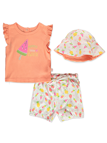 Millie & Myles Baby Girls' 3-Piece Bucket Hat Shorts Set Outfit - CookiesKids.com