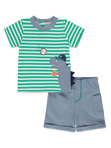 Duck Duck Goose Boys' 2-Piece Baseball Dinosaur Shorts Set Outfit - CookiesKids.com