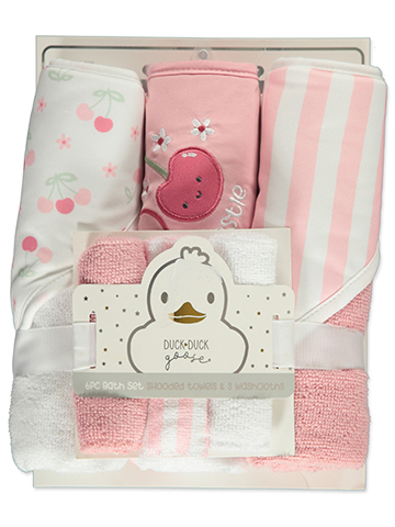 Duck Duck Goose Baby Girls' 6-Piece Hooded Towel & Washcloth Set - CookiesKids.com