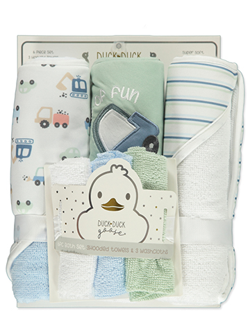 Duck Duck Goose Baby Boys' 6-Piece Hooded Towel & Washcloth Set - CookiesKids.com