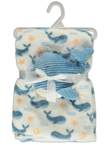 Duck Duck Goose Baby Boys' 2-Piece Baby Blanket Plush Whale Toy Set - CookiesKids.com