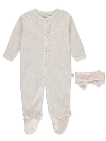 Princess Rose Girls' 2-Piece Footed Coveralls Headband Set Outfit - CookiesKids.com