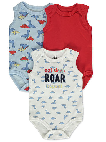Millie & Myles Baby Boys' 3-Pack Dinosaur Heart Bodysuits - CookiesKids.com