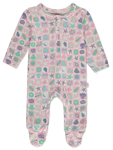 Millie & Myles Baby Girls' Seashell Footed Coveralls - CookiesKids.com