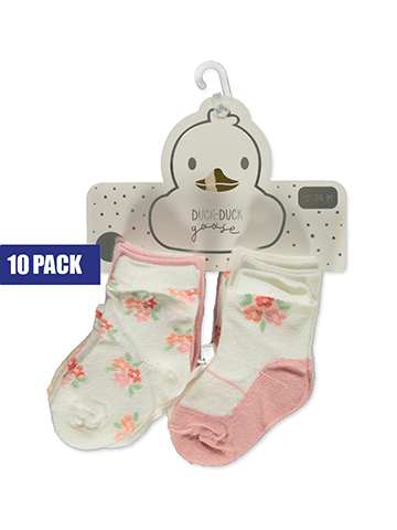 Duck Duck Goose Baby Girls' 10-Pack Crew Socks - CookiesKids.com