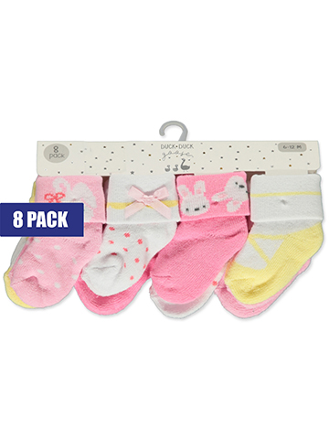 Duck Duck Goose Baby Girls' 8-Pack Cuffed Socks - CookiesKids.com
