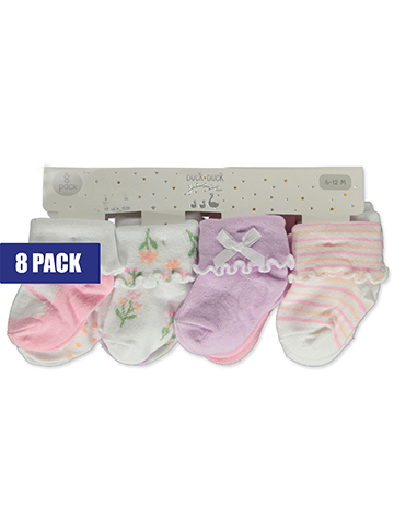 Duck Duck Goose Baby Girls' 8-Pack Cuffed Socks - CookiesKids.com