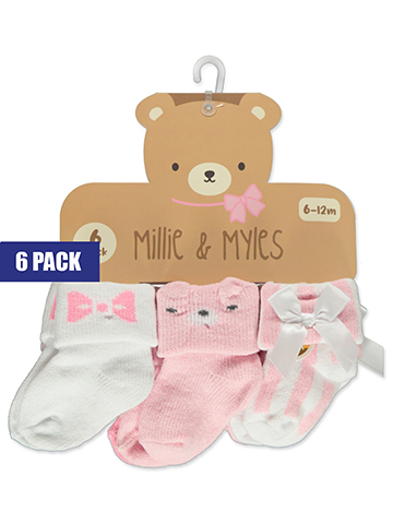 Millie & Myles Baby Girls' 6-Pack Chenille Socks - CookiesKids.com