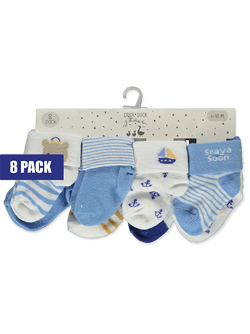 Duck Duck Goose Baby Boys' 8-Pack Cuffed Socks - CookiesKids.com