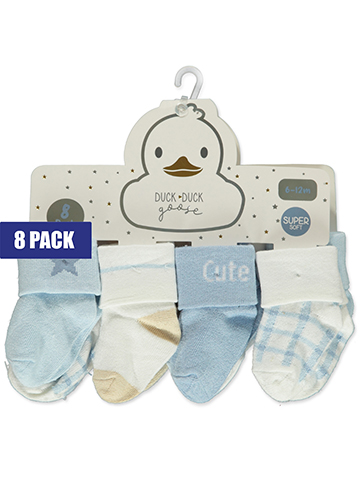 Duck Duck Goose Baby Boys' 8-Pack Knit Cuffed Socks - CookiesKids.com