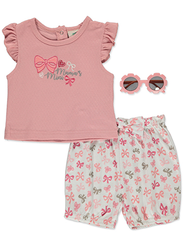 Millie & Myles Baby Girls' 3-Piece Shorts Sunglasses Set Outfit - CookiesKids.com