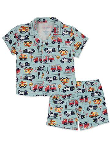 Mon Petit Boys' 2-Piece Trucks Coat Style Pajamas - CookiesKids.com